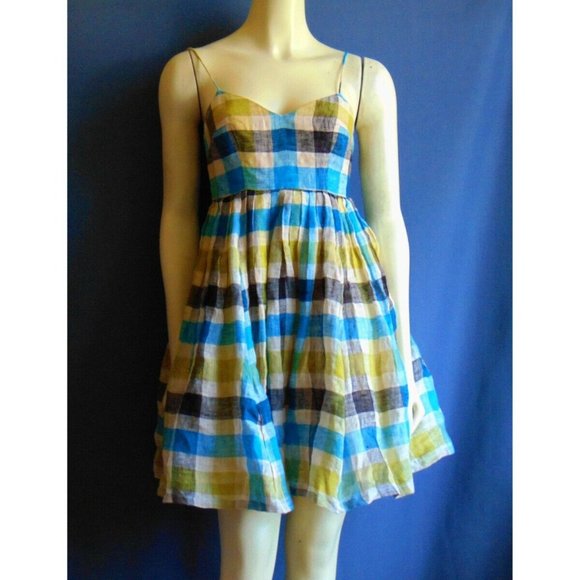 Tracy Reese Dresses & Skirts - Tracy Reese Plaid Linen Gauze Sun Dress O Petite